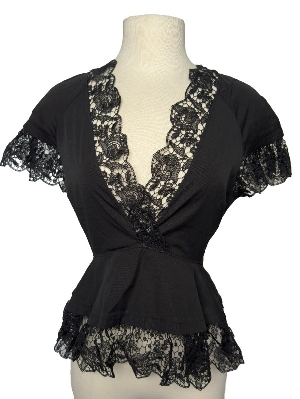 A.L.C. Women's Lace-Trimmed Deep V Top Size 4/S